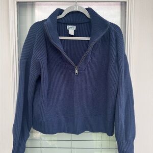 Duluth Trading Co Navy Ribbed Half-Zip Sweater